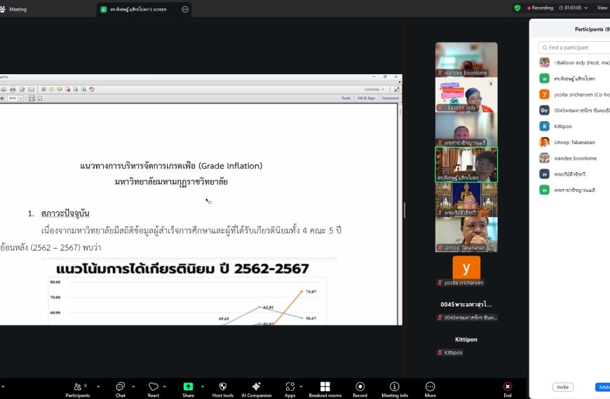 ประชุมคณะทำงานศึกษาและวิเคราะห์สภาพปัญหาการบริหารจัดการผลการศึกษาของนักศึกษา วันที่ 28 ส.ค. 68